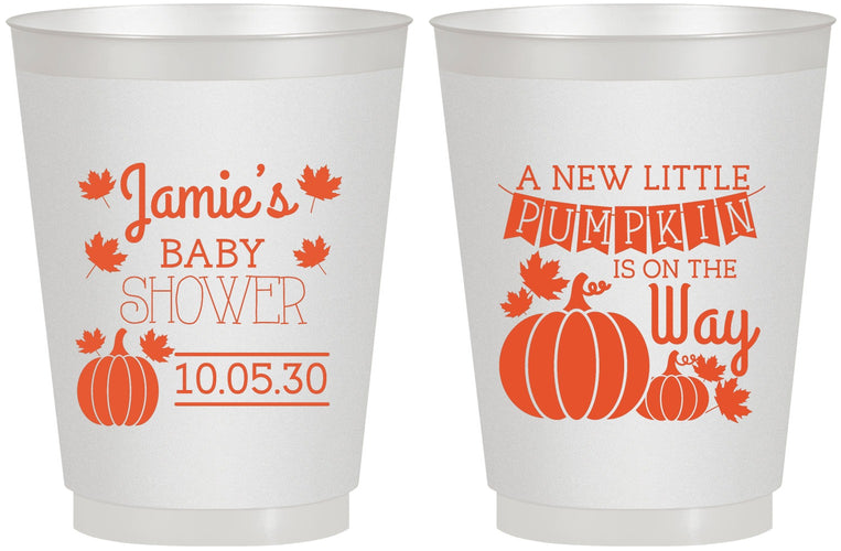 Personalized Baby Shower 16 oz Frosted Cups - Pumpkin On The Way | 90042