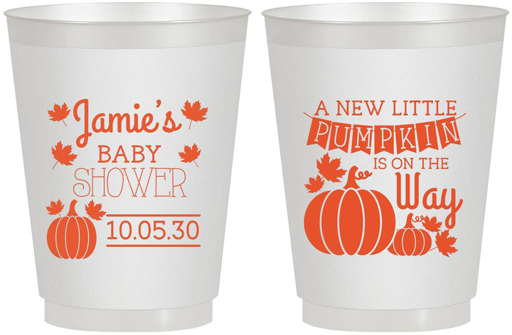 Personalized Baby Shower 16 oz Frosted Cups - Pumpkin On The Way | 90042