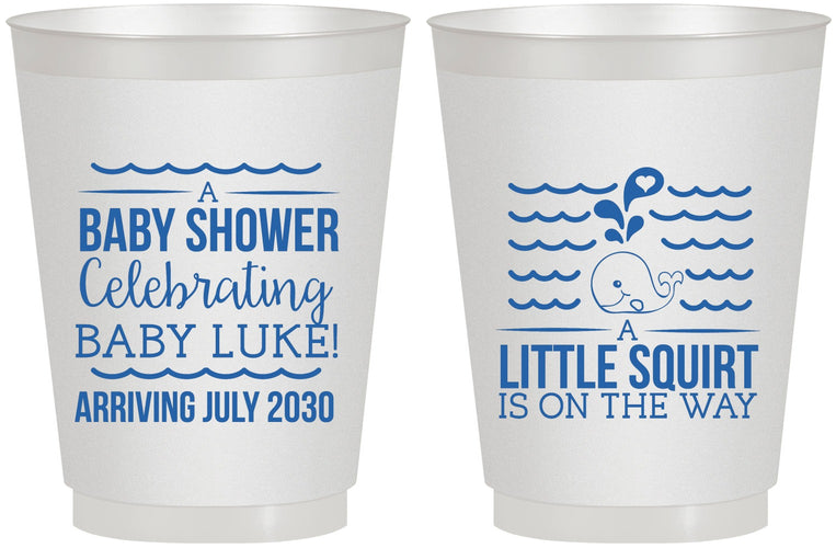 Personalized Baby Shower 16 oz Frosted Cups - Little Squirt On The Way | 90043