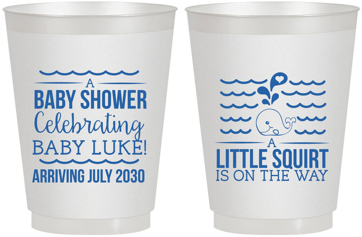 Personalized Baby Shower 16 oz Frosted Cups - Little Squirt On The Way | 90043