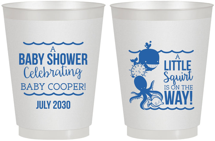 Personalized Baby Shower 16 oz Frosted Cups - Little Squirt On The Way | 90045