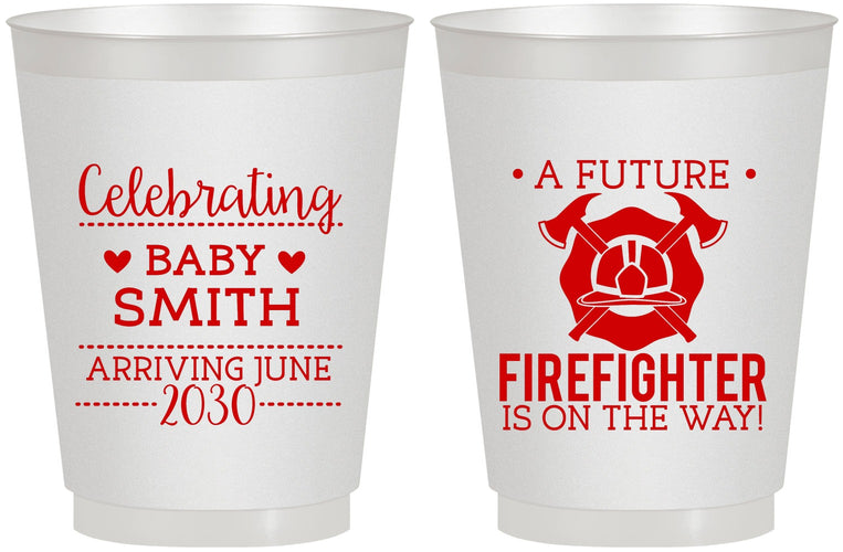 Personalized Baby Shower 16 oz Frosted Cups - Future Firefighter | 90048