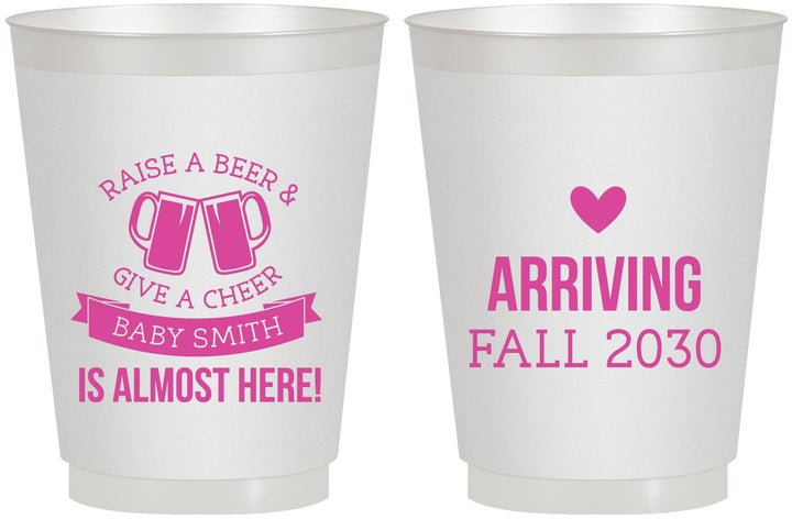 Personalized Baby Shower 16 oz Frosted Cups - Raise A Beer | 90049