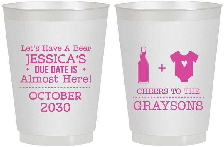 Personalized Baby Shower 16 oz Frosted Cups - Due Date Almost Here | 90052