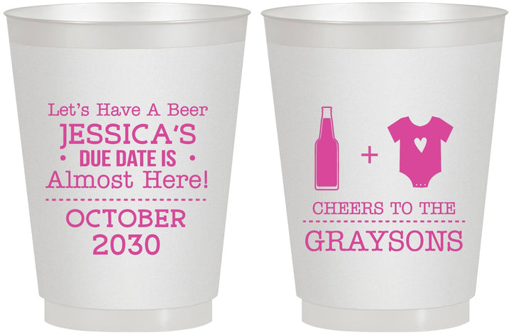 Personalized Baby Shower 16 oz Frosted Cups - Due Date Almost Here | 90052