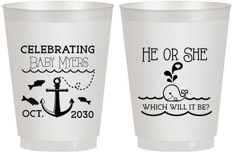 Personalized Baby Shower 16 oz Frosted Cups - Gender Reveal Whale | 90053