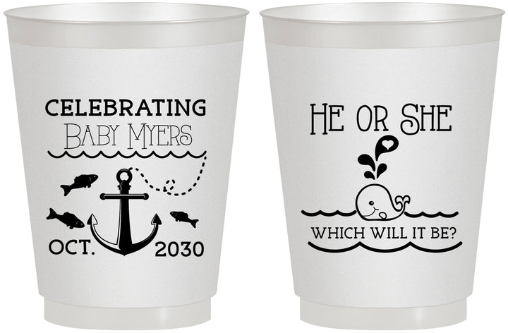 Personalized Baby Shower 16 oz Frosted Cups - Gender Reveal Whale | 90053