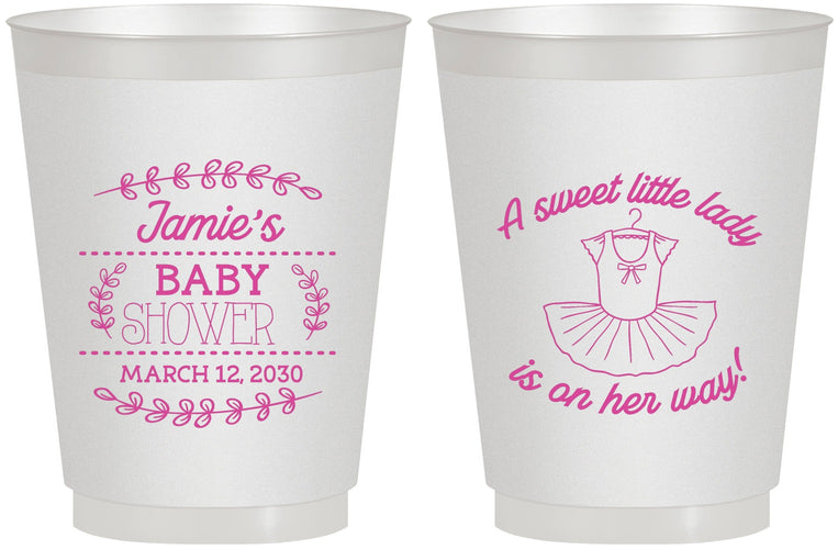 Personalized Baby Shower 16 oz Frosted Cups - Sweet Little Lady | 90061