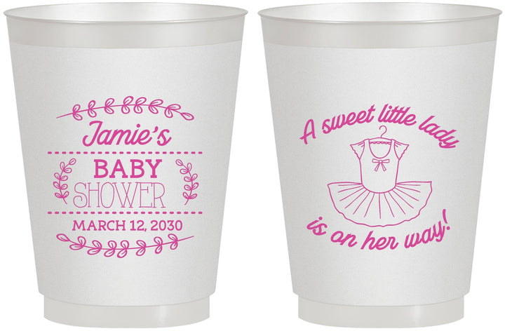 Personalized Baby Shower 16 oz Frosted Cups - Sweet Little Lady | 90061