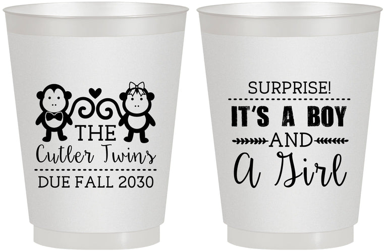 Personalized Baby Shower 16 oz Frosted Cups - Gender Reveal Boy Or Girl | 90063