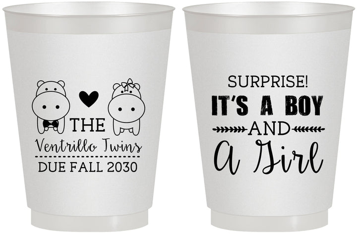 Personalized Baby Shower 16 oz Frosted Cups - Gender Reveal Boy Or Girl | 90064