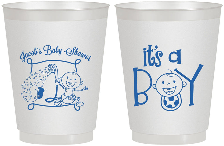Personalized Baby Shower 16 oz Frosted Cups - It’s A Boy | 90076