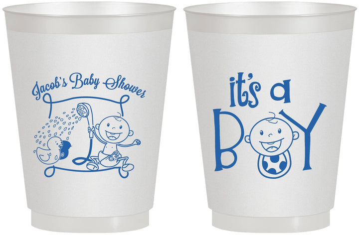 Personalized Baby Shower 16 oz Frosted Cups - It’s A Boy | 90076