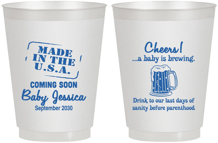 Personalized Baby Shower 16 oz Frosted Cups - Made In The Usa | 90079