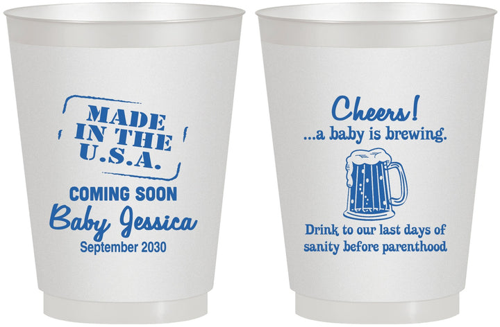 Personalized Baby Shower 16 oz Frosted Cups - Made In The Usa | 90079
