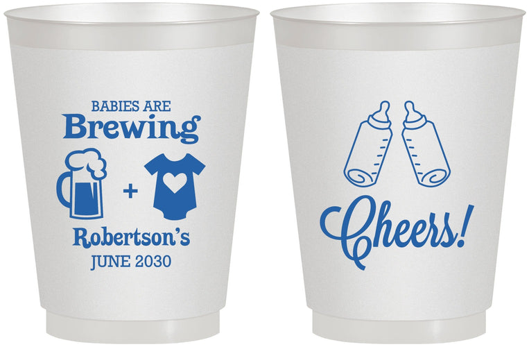 Personalized Baby Shower 16 oz Frosted Cups - Babies Are Brewing | 90080