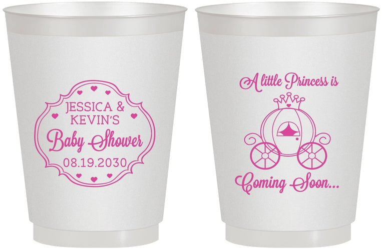 Personalized Baby Shower 16 oz Frosted Cups - Princess Coming Soon | 90085
