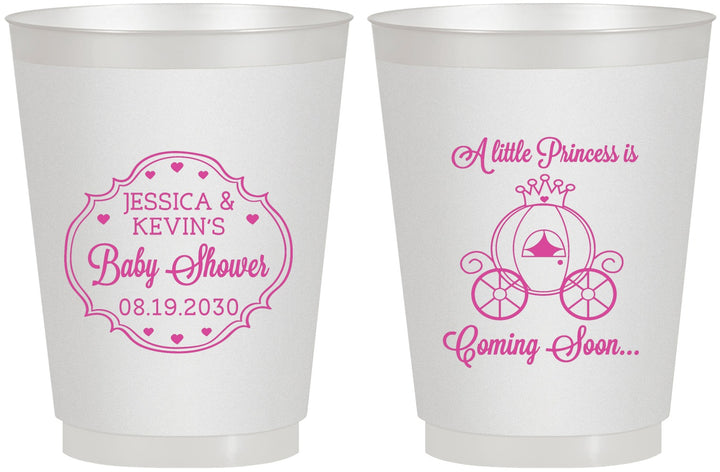 Personalized Baby Shower 16 oz Frosted Cups - Princess Coming Soon | 90085