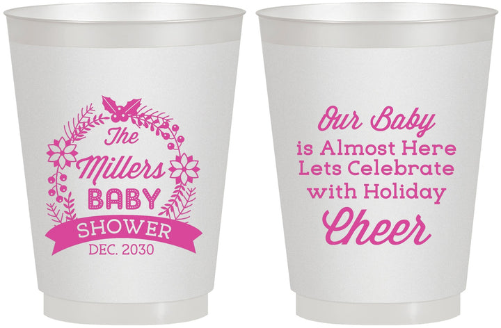 Personalized Baby Shower 16 oz Frosted Cups - Holiday | 90086