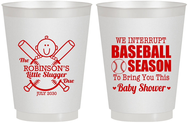 Personalized Baby Shower 16 oz Frosted Cups - Baseball | 90090
