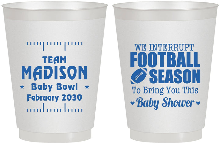 Personalized Baby Shower 16 oz Frosted Cups - Football | 90091