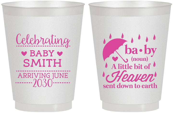Personalized Baby Shower 16 oz Frosted Cups - Little Bit Of Heaven | 90095