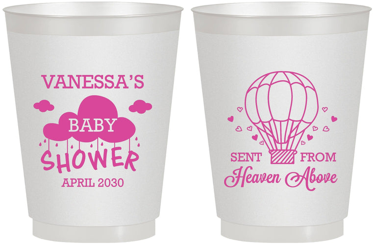 Personalized Baby Shower 16 oz Frosted Cups - Hot Air Balloon | 90097