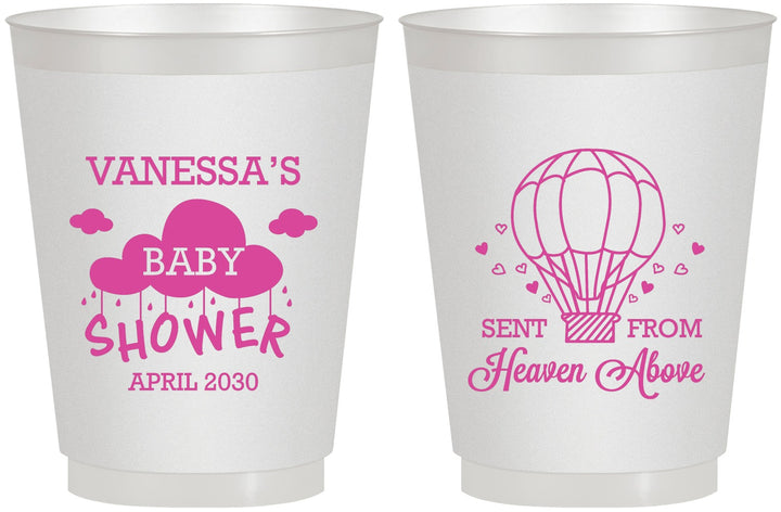 Personalized Baby Shower 16 oz Frosted Cups - Hot Air Balloon | 90097