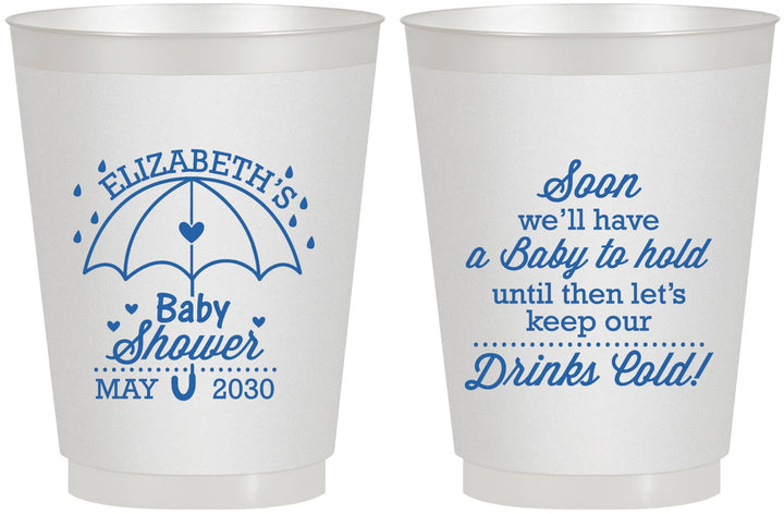 Personalized Baby Shower 16 oz Frosted Cups - April Showers May Babies | 90098