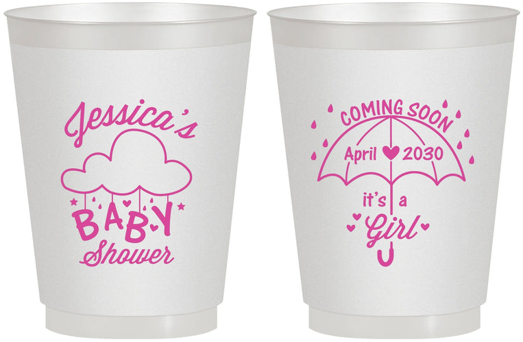 Personalized Baby Shower 16 oz Frosted Cups - April Showers May Babies | 90099