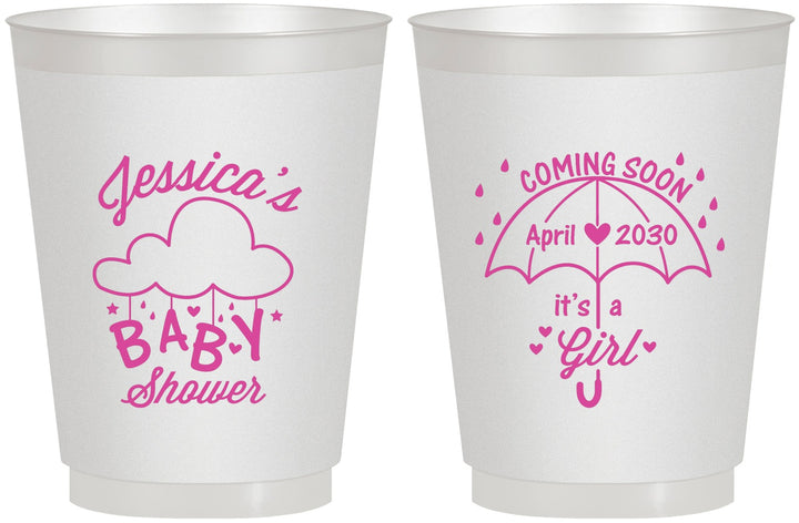 Personalized Baby Shower 16 oz Frosted Cups - April Showers May Babies | 90099