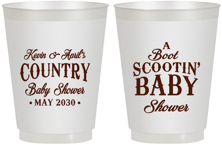 Personalized Baby Shower 16 oz Frosted Cups - Boot Scootin | 90100