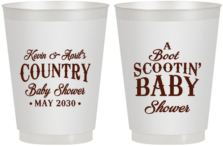 Personalized Baby Shower 16 oz Frosted Cups - Boot Scootin | 90100