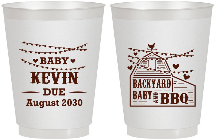 Personalized Baby Shower 16 oz Frosted Cups - Baby And Bbq | 90101
