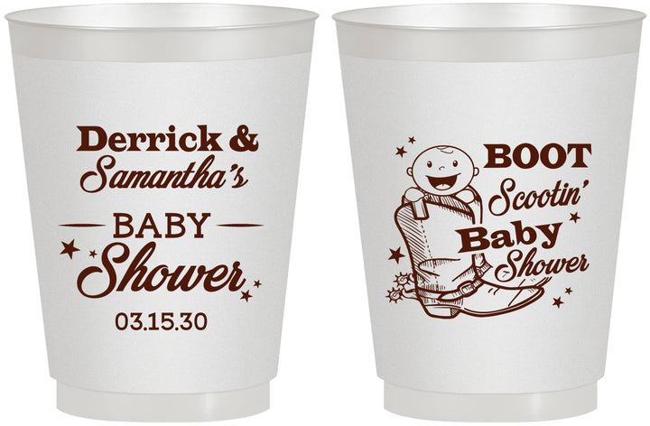 Personalized Baby Shower 16 oz Frosted Cups - Boot Scootin | 90106