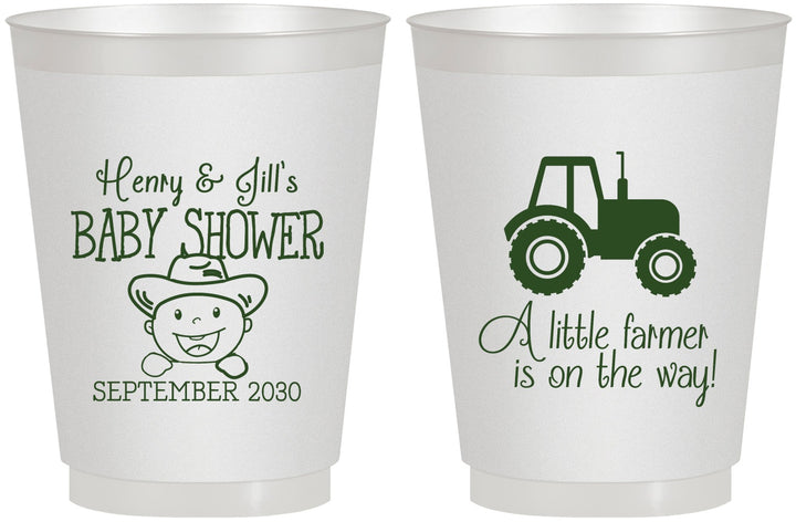 Personalized Baby Shower 16 oz Frosted Cups - Little Farmer | 90108