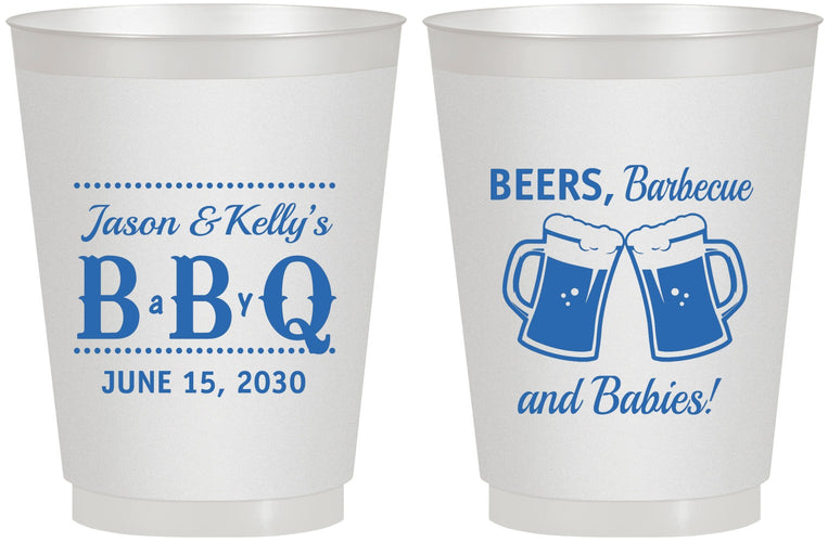 Personalized Baby Shower 16 oz Frosted Cups - Beers Bbq Babies | 90111