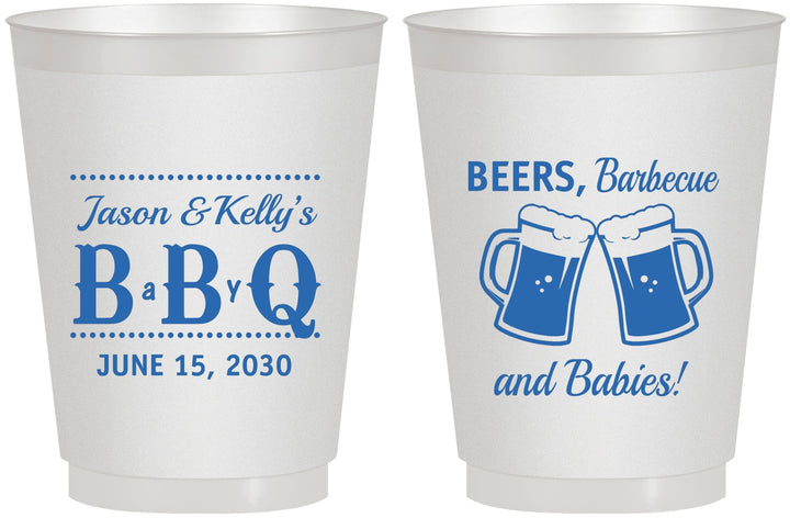 Personalized Baby Shower 16 oz Frosted Cups - Beers Bbq Babies | 90111