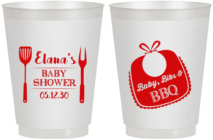 Personalized Baby Shower 16 oz Frosted Cups - Beers Bbq Babies | 90114