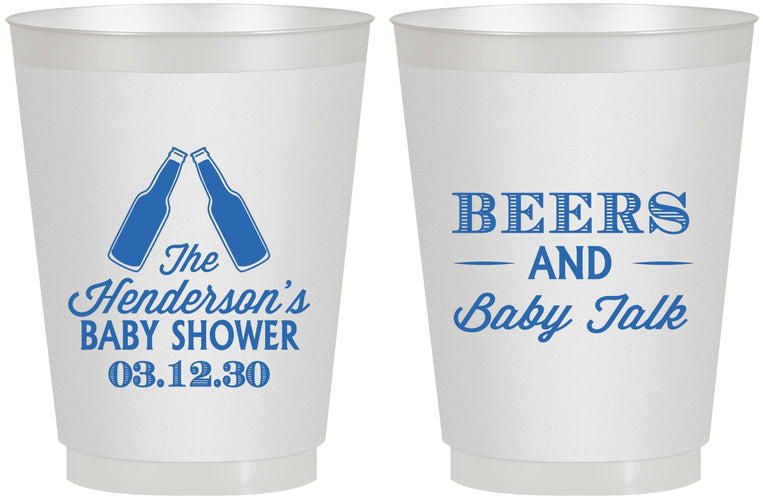Personalized Baby Shower 16 oz Frosted Cups - Beers And Baby Talk | 90117