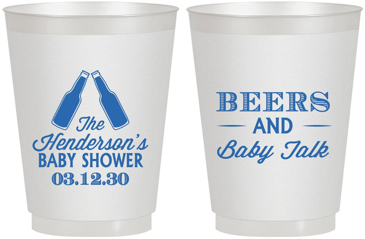 Personalized Baby Shower 16 oz Frosted Cups - Beers And Baby Talk | 90117