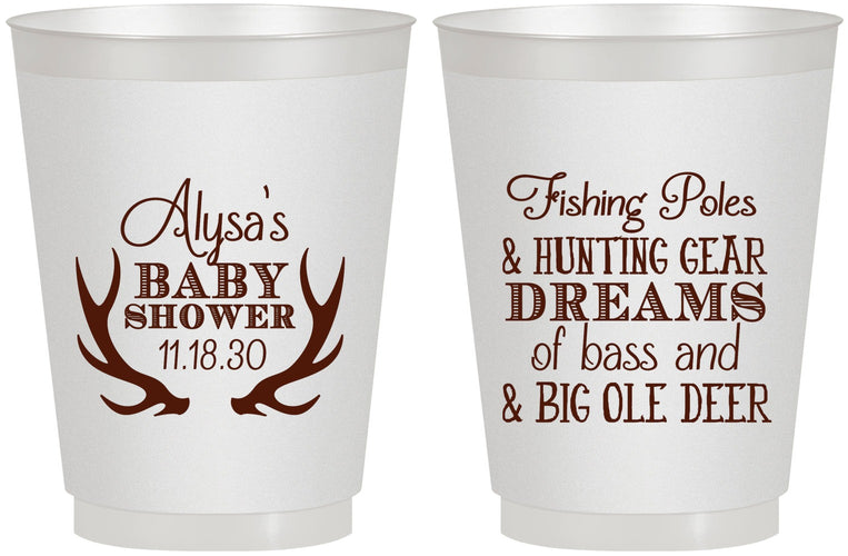 Personalized Baby Shower 16 oz Frosted Cups - Bass Deer | 90120
