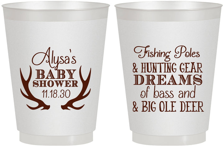 Personalized Baby Shower 16 oz Frosted Cups - Bass Deer | 90120