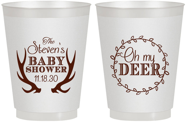 Personalized Baby Shower 16 oz Frosted Cups - Oh My Deer Christmas | 90121