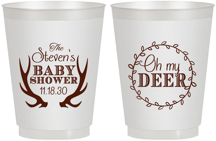 Personalized Baby Shower 16 oz Frosted Cups - Oh My Deer Christmas | 90121