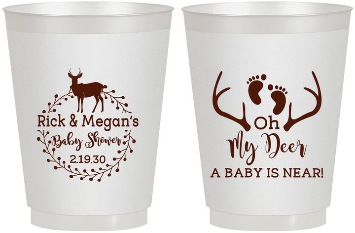 Personalized Baby Shower 16 oz Frosted Cups - Oh My Deer | 90123