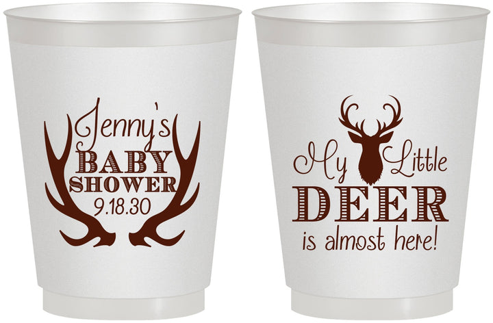 Personalized Baby Shower 16 oz Frosted Cups - My Little Deer | 90124