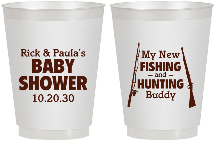 Personalized Baby Shower 16 oz Frosted Cups - Fishing Hunting | 90126