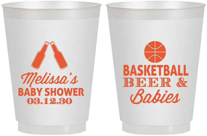 Personalized Baby Shower 16 oz Frosted Cups - Basketball Beer Babies | 90134