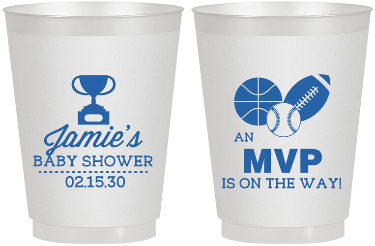 Personalized Baby Shower 16 oz Frosted Cups - Sports Mvp | 90141